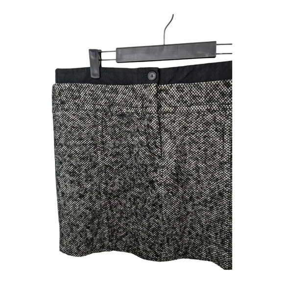 Ann Taylor Loft Tweed Mini Skirt Womens Size 14 Black White Wool Blend Lined - Picture 2 of 9